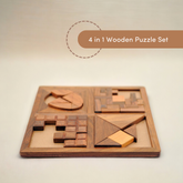 4 in 1 Wooden Puzzle Tray | Brain Teaser Games | Fun & Learning - Mittimate